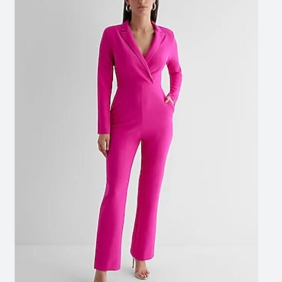 Express Women's Pink Jumpsuit Career Wear Work Long Sleeve Blazer Size 2 New - Picture 1 of 11